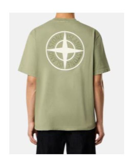 Stone Island Green Logo Printed Crewneck T-Shirt for men