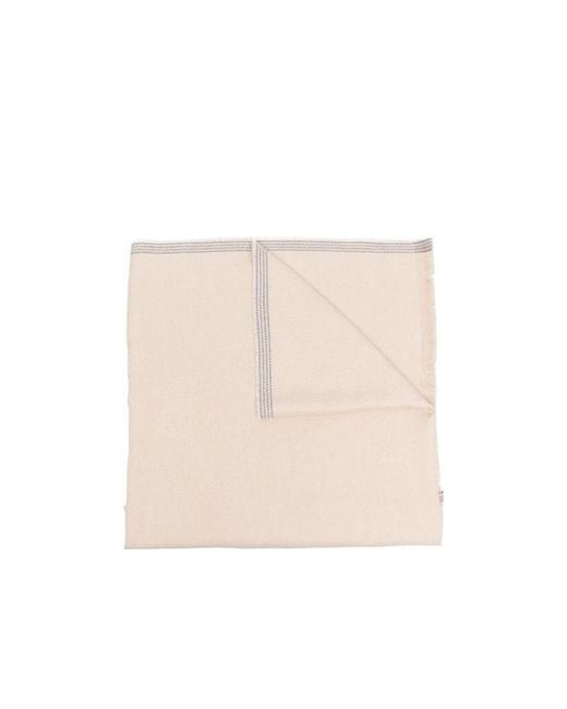 Brunello Cucinelli Natural Contrast-Trim Frayed Scarf for men