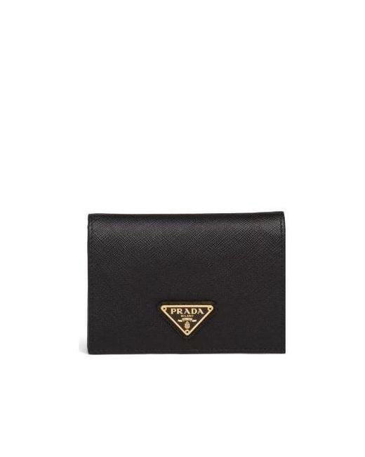 Prada Black Logo Plaque Fold-Over Wallet