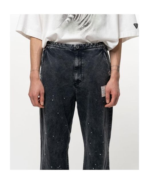 Maison Mihara Yasuhiro Blue Distressed Paint-Splatter Jeans for men