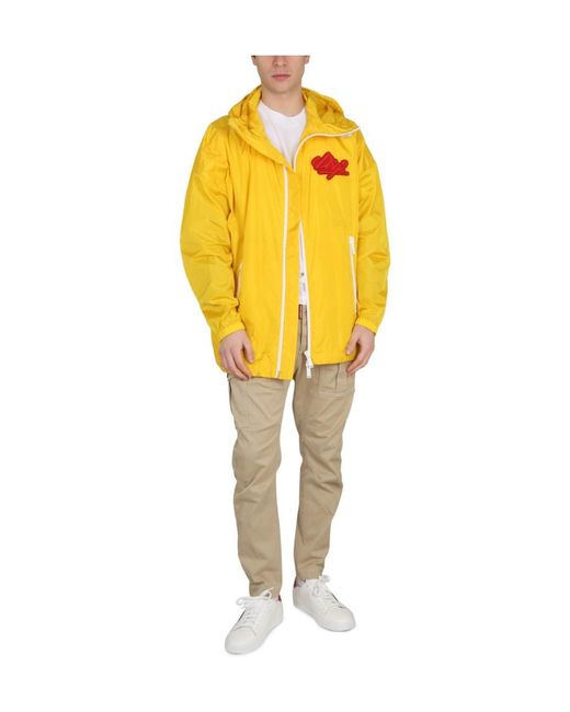 DSquared² Yellow Logo Patch Zipped Jacket for men