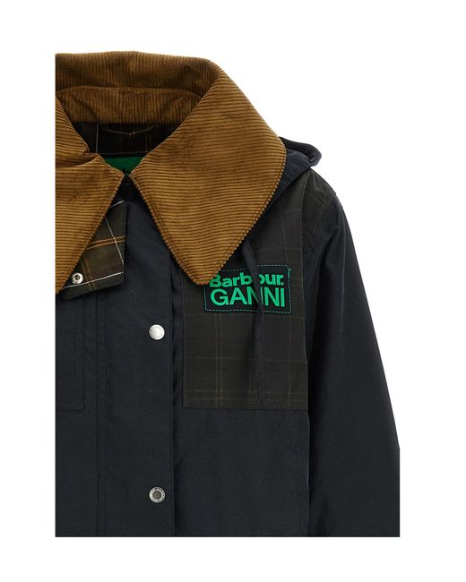 Barbour Black X Ganni Waxed Duffle Coat