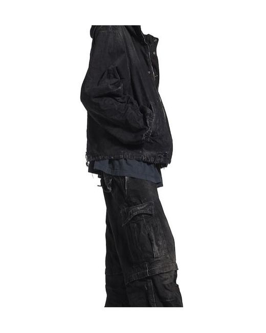 Balenciaga Black Hooded Workwear Jacket for men