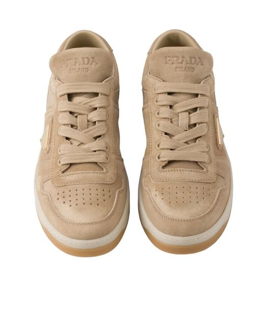 Prada Natural Downtown Lace-Up Sneakers