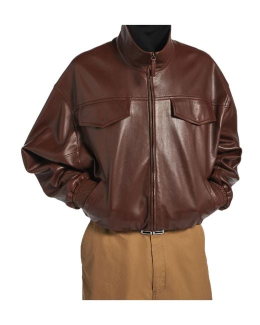 Balenciaga Brown High Collar Bomber for men
