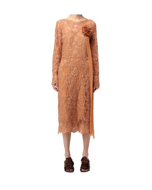 Ermanno Scervino Multicolor Floral-Lace Midi Dress