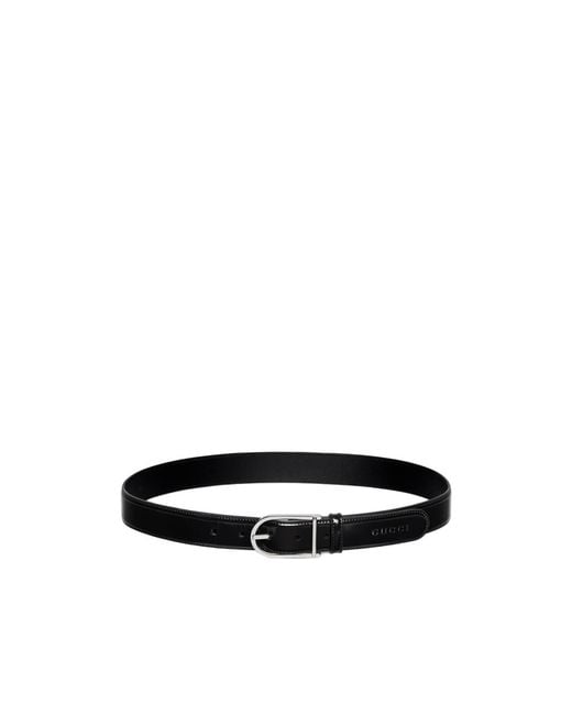 Gucci Black Belt With Rounded Buckle for men