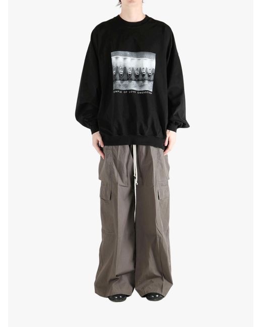 Rick Owens Black Hun Logo Printed T-Shirt for men