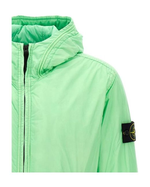Stone Island Green Logo Patch Hooded Track Jacket for men