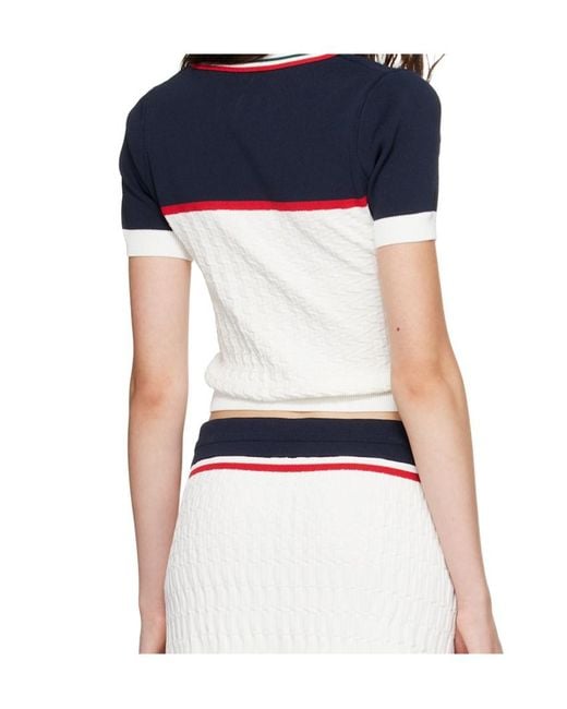 Casablanca Black Textured Zip Polo Top