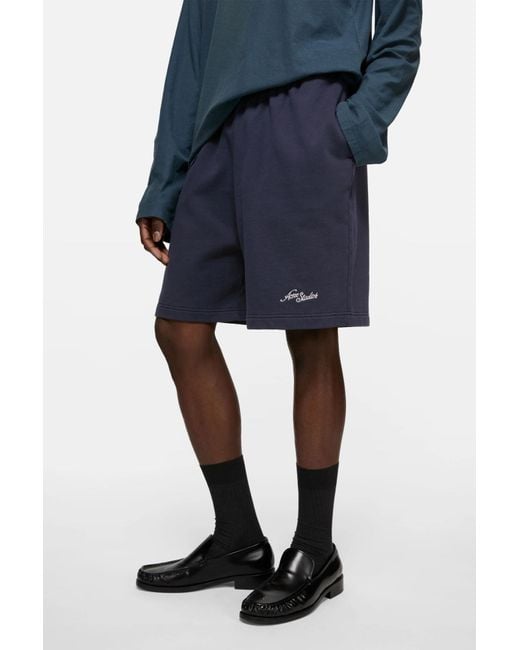 Acne Blue Casual Fleece Shorts for men