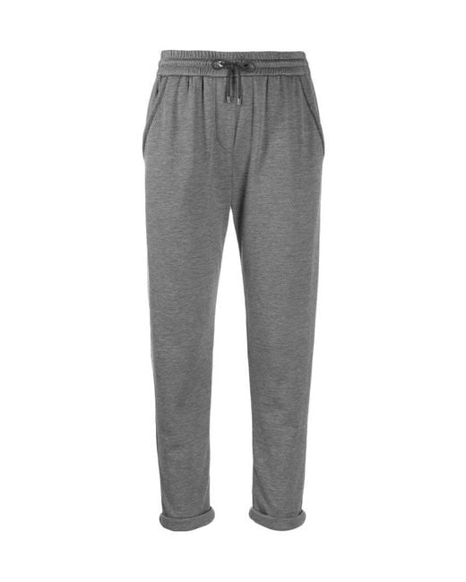 Brunello Cucinelli Gray Drawstring Tapered Sweatpants