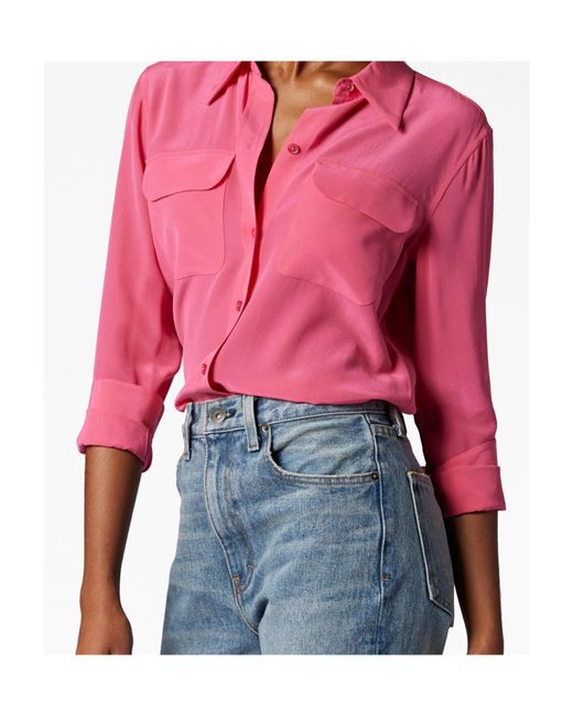 Equipment Pink Lapel Button Shirt