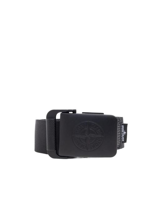 Stone Island Blue Compass-Logo Buckle Belt for men
