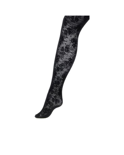 Valentino Black Floral-Lace Tights