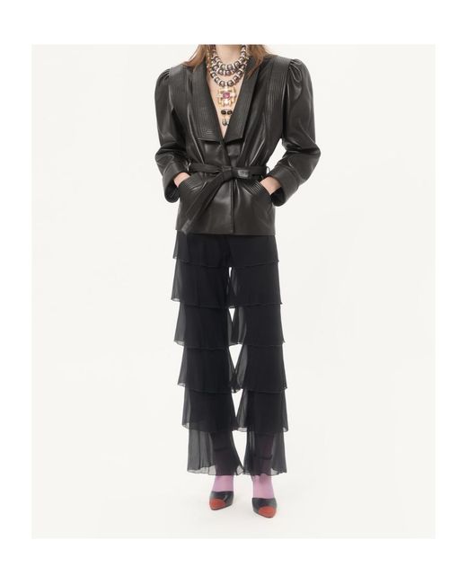 Valentino Black Lightweight Georgette Pleated Trousers