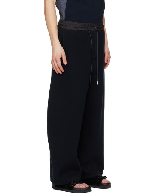 Sacai Black Drawstring Wide-Leg Trousers for men