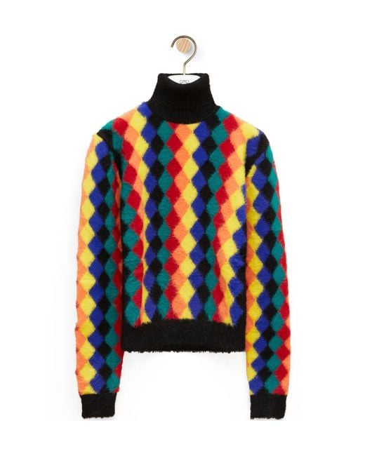 Loewe Black Argyle High Neck Sweater for men