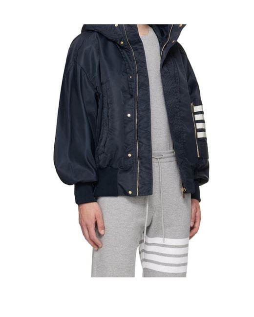 Thom Browne Blue Technical Twill Hooded Jacket for men
