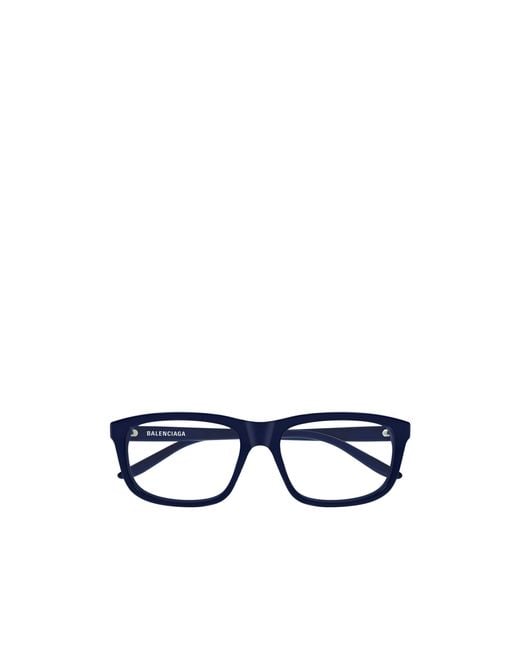 Balenciaga Blue Eyewear Rectangular Frame Glasses for men