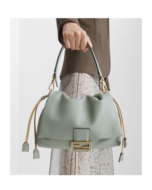 Fendi Gray Mamma Baguette Medium Shoulder Bag