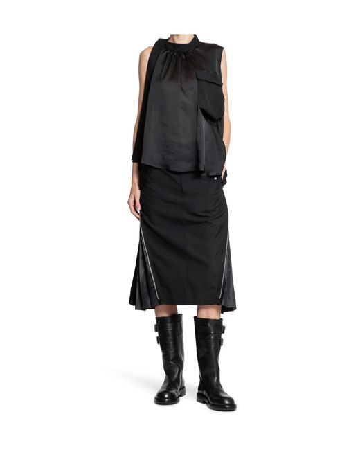 Sacai Black Sleeveless Tops