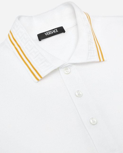 Versace White Medusa-Embroidered Short-Sleeved Polo Shirt for men