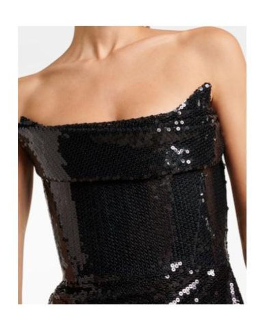 Alex Perry Black Sequined Bustier Dress
