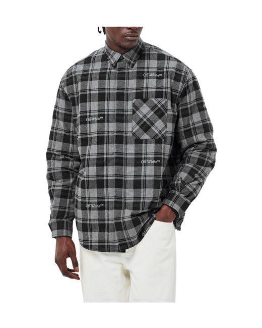 Off-White c/o Virgil Abloh Gray Check Overshirt Sn99 for men
