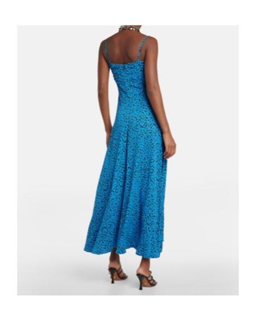 Proenza Schouler Blue Printed Cut-Out Maxi Dress