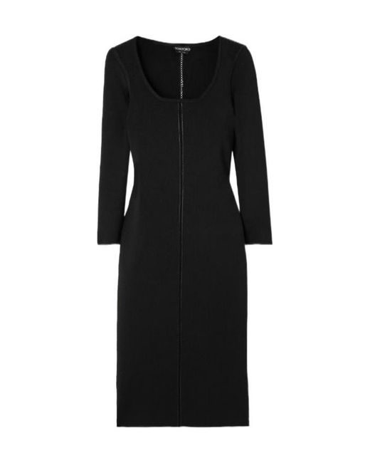 Tom Ford Black Knit Mid-Length Dress
