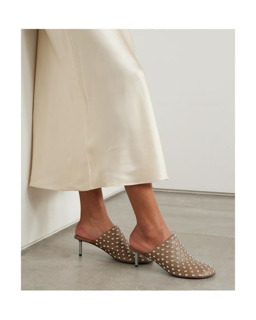 Jil Sander Brown Stud Embellished Round Toe Mules