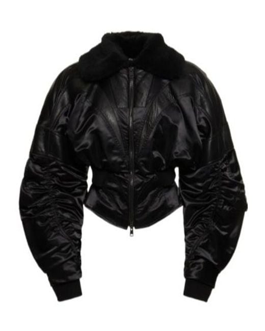 Mugler Black Pleated Casual Jacket