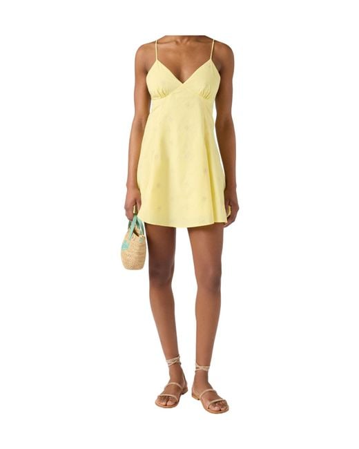 Mc2 Saint Barth Yellow Marge Floral-Embroidered Mini Dress