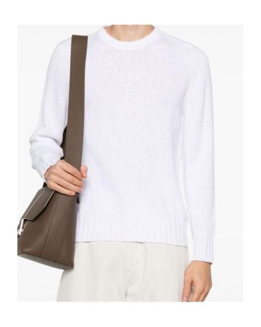 Drumohr White Cotton Sweater for men