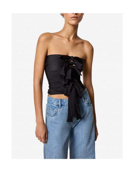 Coperni Blue Strapless Blouse