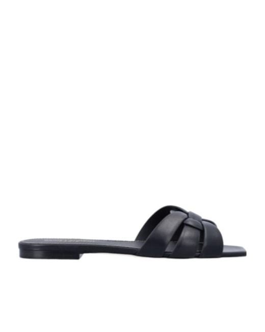 Saint Laurent Blue Tribute Slip-On Flat Sandals