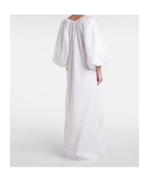 Adriana Degreas White Puff-Sleeve Maxi Dress