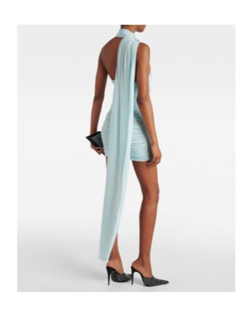 Magda Butrym Green Scarf-Detail Ruched Jersey Minidress