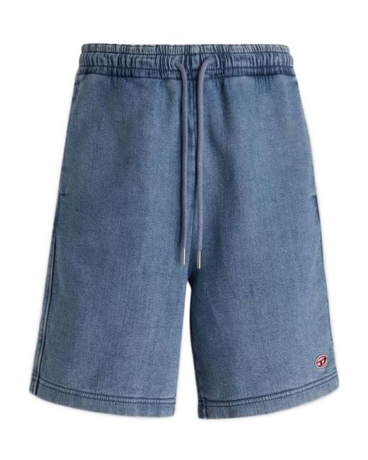DIESEL Blue Logo-Patch Denim Shorts for men