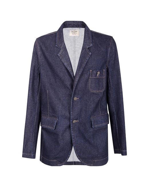 Uma Wang Blue Long-Sleeved Denim Jacket for men