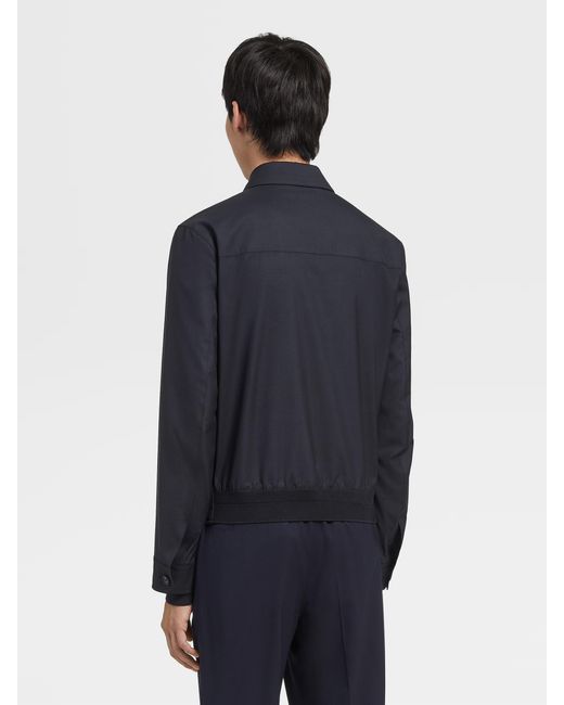 Zegna Blue Leggerissimo Zipped Shirt Jacket for men