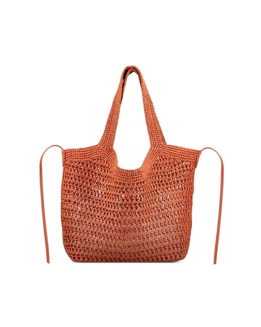 Tod's Red Woven Logo Raffia Shoulder Bag