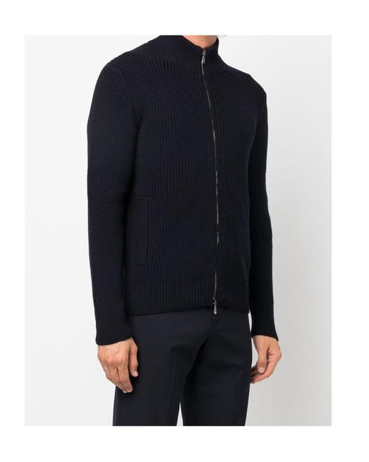 Drumohr Blue Zippered Sweater Cardigan for men
