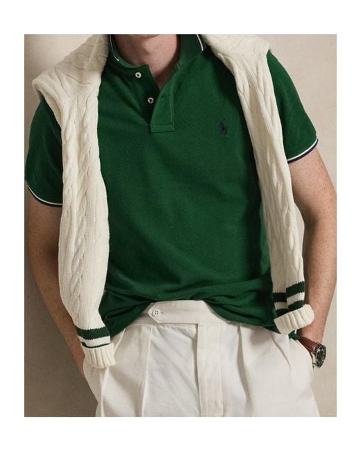 Polo Ralph Lauren Green Custom Slim Fit Mesh Polo Shirt for men