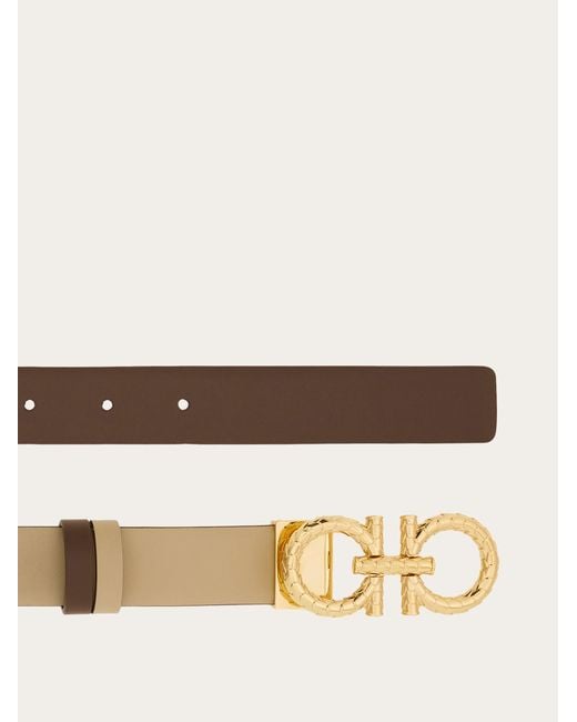 Ferragamo White Leather Reversible Belt
