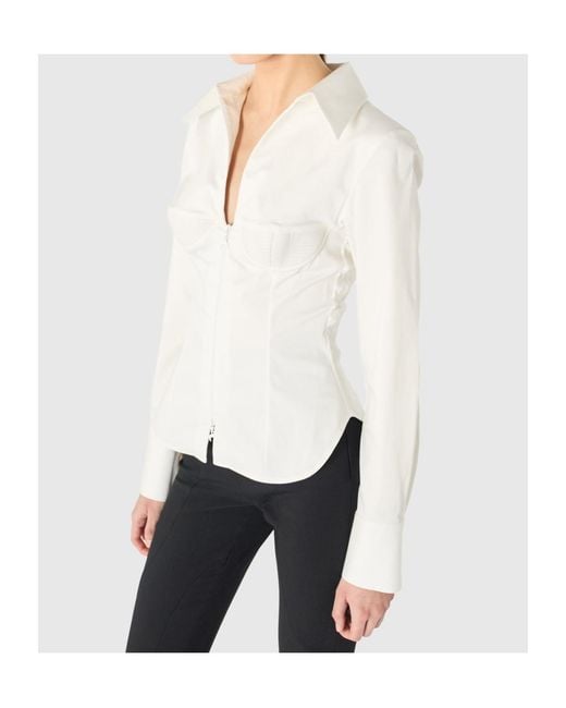 MARINE SERRE White Zip-Front Bustier Shirt