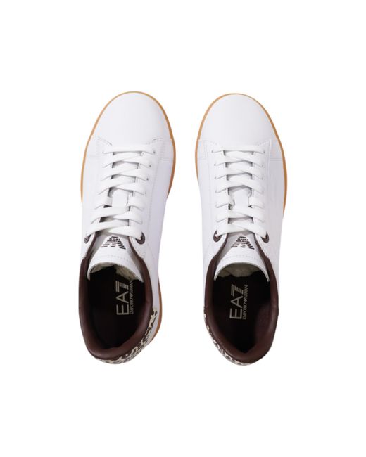 EA7 White Round-Toe Low-Top Casual Shoes for men