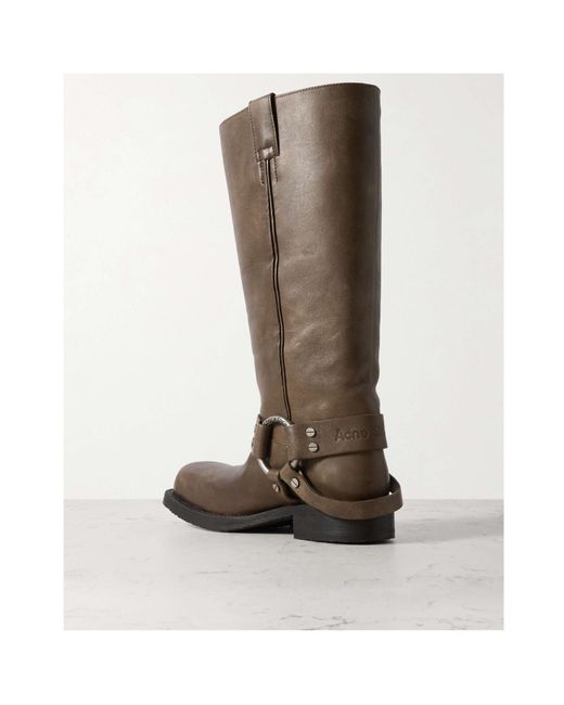 Acne Brown Square-Toed Boots