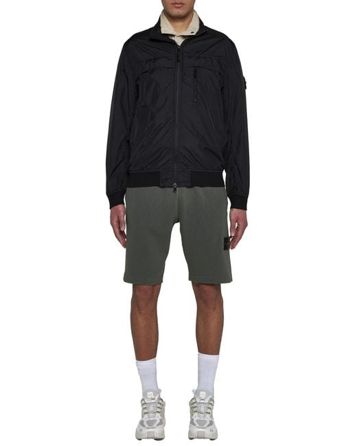 Stone Island Gray Logo Patch Drawstring Bermuda Shorts for men